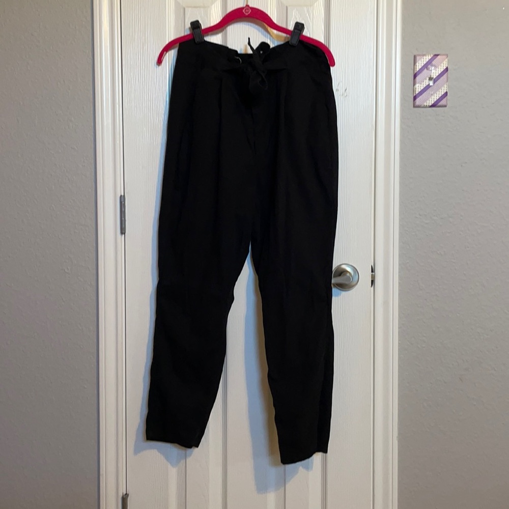black paperbag pants